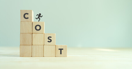 Lean cost thinking concept. Cost reduction concept. Business process improvement. Maximising productivity and quality, reducing time and cost. Cost cutting, lean process for surviving the recession.