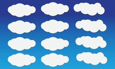 Fototapeta premium set of clouds on blue background vector illustration forecast cartoon 