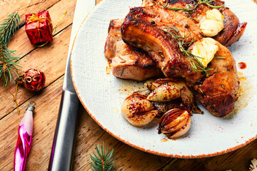 Fried Christmas loin, pork rack