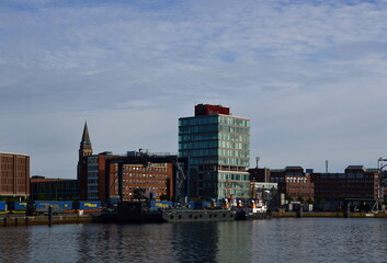 Panorama at the Port of Kiel, the Capital City of Schleswig - Holstein