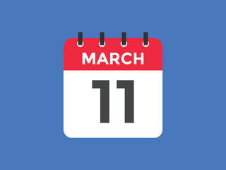 march 11 Calendar icon Design. Calendar Date 11th March. Calendar template 

