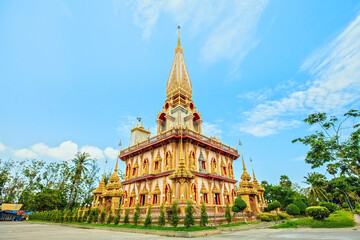 Fototapeta na wymiar Phra Mahathat Chedi at Wat Chalong,Phuket,Thailand