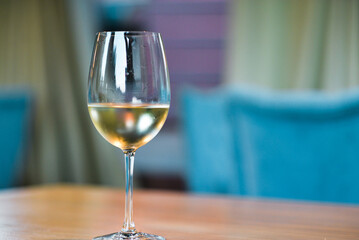 Beautiful glass of dry white wine Sauvignon blanc