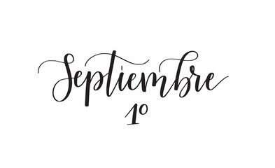 September 1st in Spanish. Back to school doodle calligraphy for posters and greeting cards