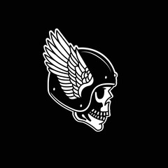 Skull of a rider with a helmet driving at high speed , perfect for your logo or shirt design .