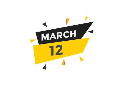 march 12 calendar reminder. 12th march daily calendar icon template. Vector illustration 
