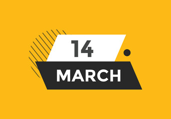 march 14 calendar reminder. 14th march daily calendar icon template. Vector illustration 
