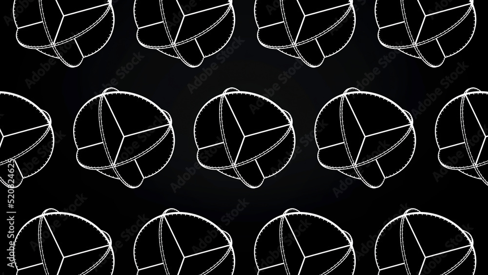 Poster animation of intersecting white circles. abstract animation of rotating complex geometric shapes on 