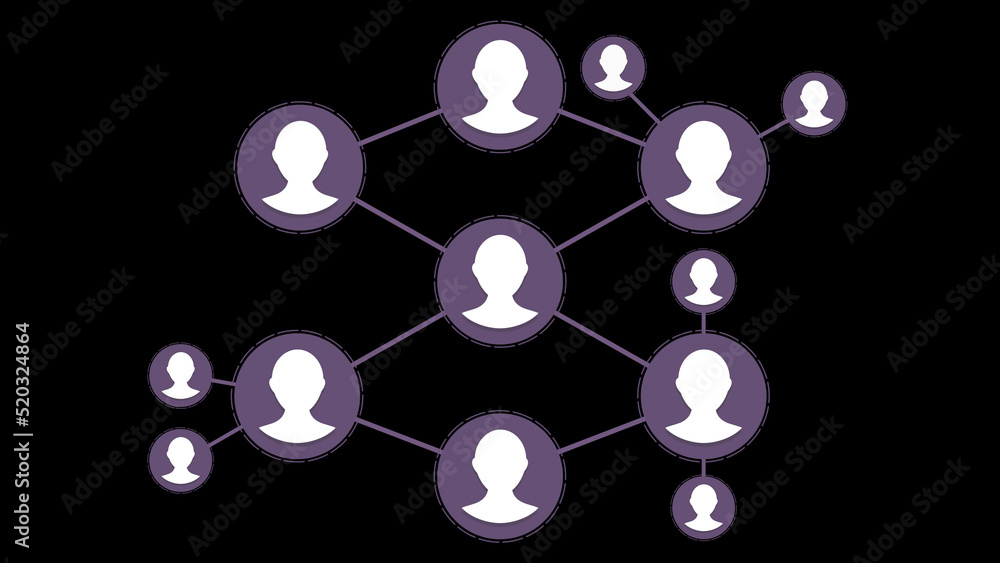 Poster abstract visualization of a social network. social group network on black background