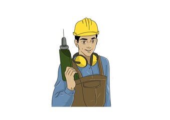 worker with drill