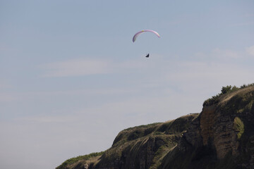 paragliding on cliffs in Normandy near Omaha Beach