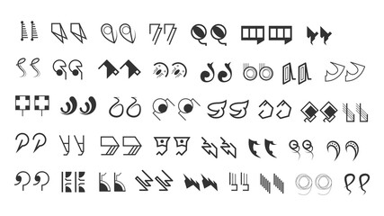 Abstract Set Collection Black Quotemarks Speech Punctuation Excerpt Remarks Icons Vector Design Style