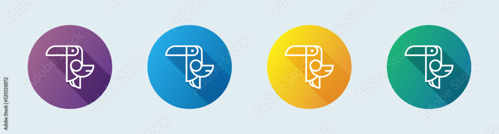 Poster toucan line icon in flat design style. simple bird logotype vector illustration.