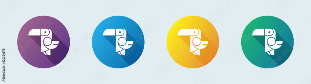 Poster toucan solid icon in flat design style. simple bird logotype vector illustration.