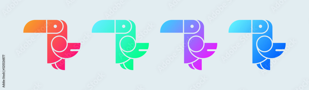 Poster toucan solid icon in gradient colors. simple bird logotype vector illustration.