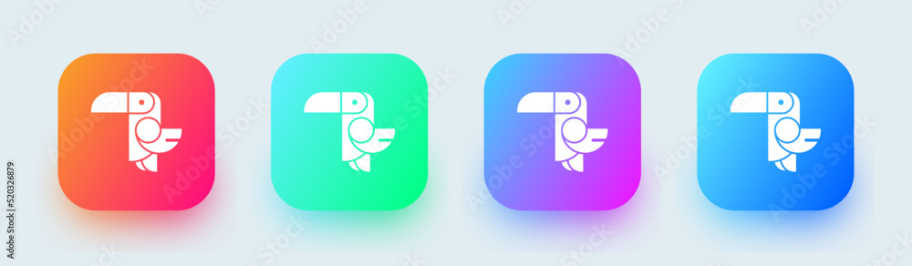 Poster toucan solid icon in square gradient colors. simple bird logotype vector illustration.