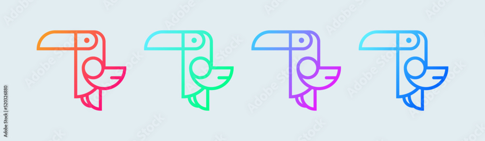 Aufkleber toucan line icon in gradient colors. simple bird logotype vector illustration.