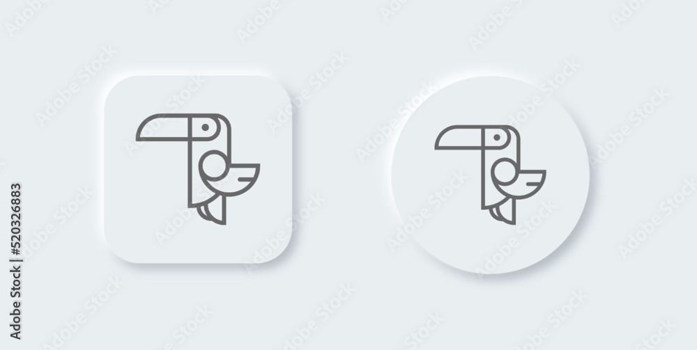 Poster toucan line icon in neomorphic design style. simple bird logotype vector illustration.