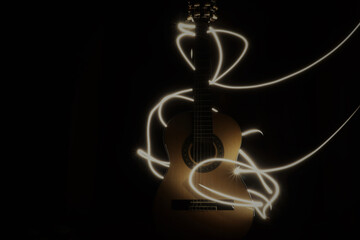 guitar on black background