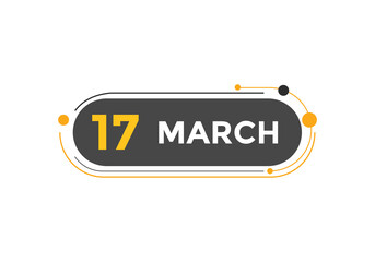 march 17 Calendar icon Design. Calendar Date 17th March. Calendar template 
