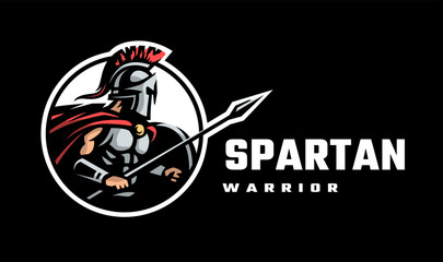 Warrior of Sparta, emblem logo on a dark background. Vector illustration.