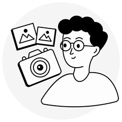 Unique design icon of photographer