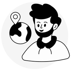 Conceptual glyph design icon of global location