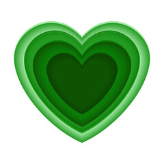Paper art concept of love and ecology idea. Tunnel of Concentric hearts. Romantic cute background. Green aesthetic hearts backdrop. Vector illustration