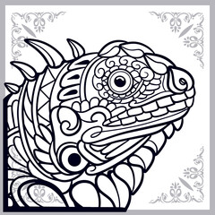 iguana head zentangle arts isolated on white background.