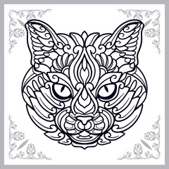 cat head zentangle arts isolated on white background.