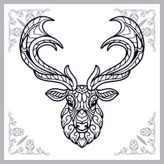 reindeer zentangle arts isolated on white background.