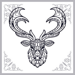 reindeer zentangle arts isolated on white background.