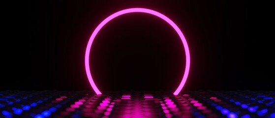abstract backgound video game of esports scifi gaming cyberpunk, vr virtual reality simulation and metaverse, scene stand pedestal stage, 3d illustration rendering, futuristic neon glow room