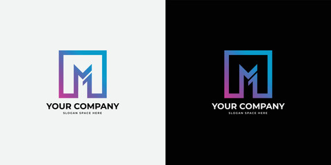 Gradient m letter logo vector design template