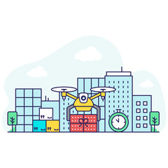 Obraz premium Modern design illustration of drone delivery