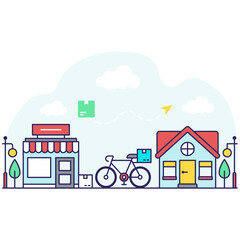 Bicycle delivery illustration, editable vector
