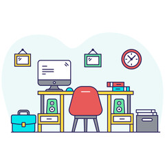 Perfect design illustration of computer table