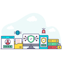 A trendy design illustration of system protection