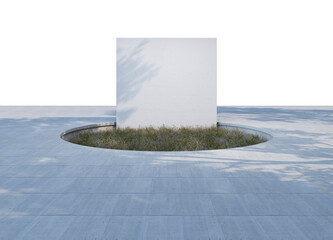 Decorative Concrete Wall In the garden with a white background.