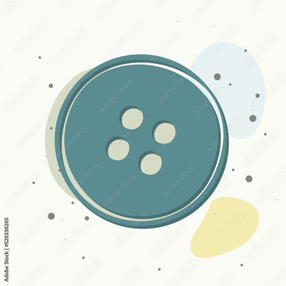 Poster vector button for clothes on multicolored background.