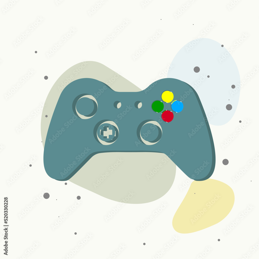 Poster vector gamepad icon. game joystick for video games on multicolored background.