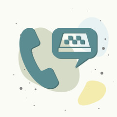 Taxi Call Center vector icon on multicolored background.