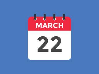 march 22 Calendar icon Design. Calendar Date 22th March. Calendar template 
