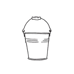 bucket vector image, black and white graphics in the style of a sketch on the theme of gardening, for embossing and coloring, sticker, logo, tag