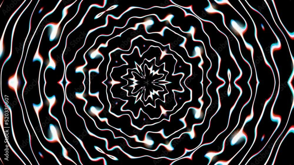 Poster flowered striped reflecting kaleidoscope abstract motion loop background