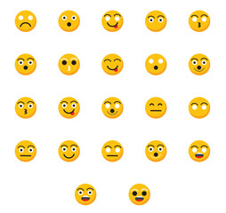 Set of emoticons. Cute emoji icons. Set of Emoji in trendy flat style.