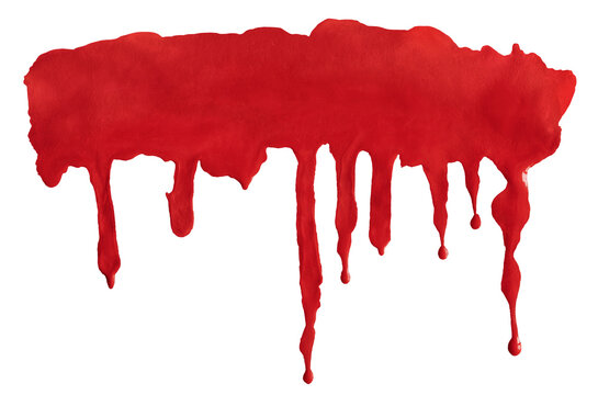 Dripping blood or red paint isolated on white background with clipping path
