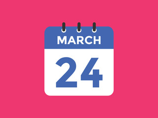march 24 calendar reminder. 24th march daily calendar icon template. Vector illustration 
