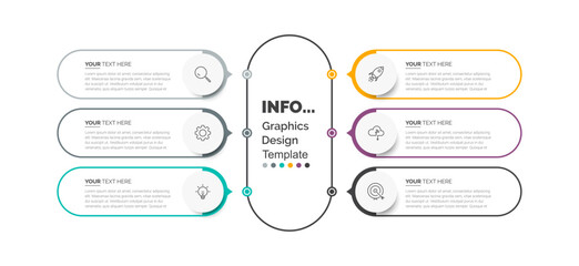 Business Infographic template. Business concept with 6 options. Business data visualization. Process chart.