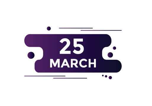 march 25 calendar reminder. 25th march daily calendar icon template. Vector illustration 
